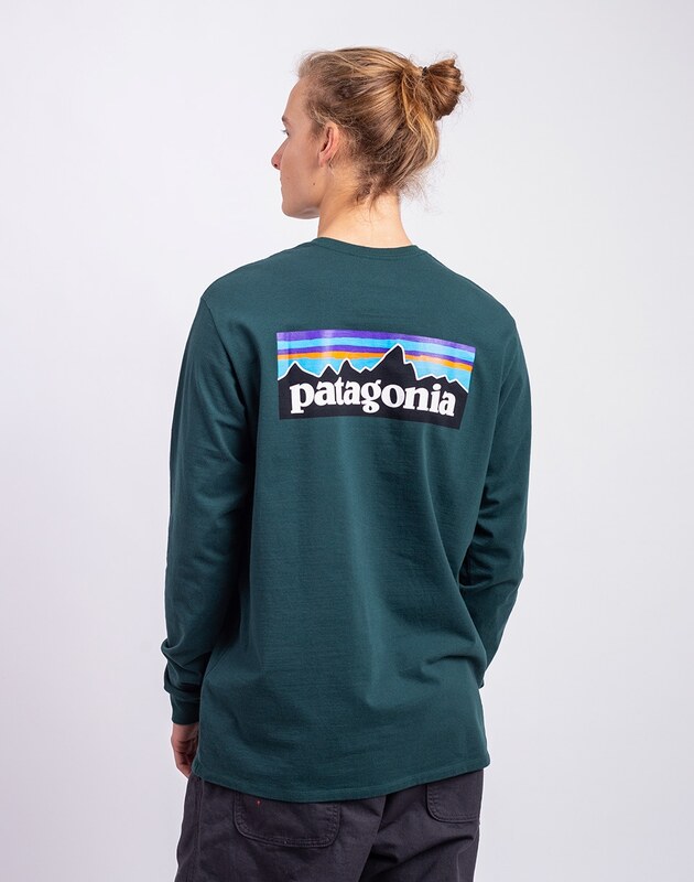 Patagonia M's L/S P-6 Logo Responsibili-Tee Cascade Green