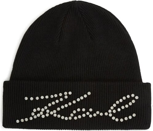 Karl Lagerfeld K/Signature rhinestones-embellished ribbed beanie hat - Black