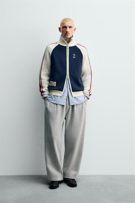 CHAMPION X ZARA COLOUR BLOCK STRIPE CARDIGAN Navy blue S - GLAMI.eco CHAMPION X ZARA COLOUR BLOCK STRIPE CARDIGAN Navy blue S - GLAMI.eco