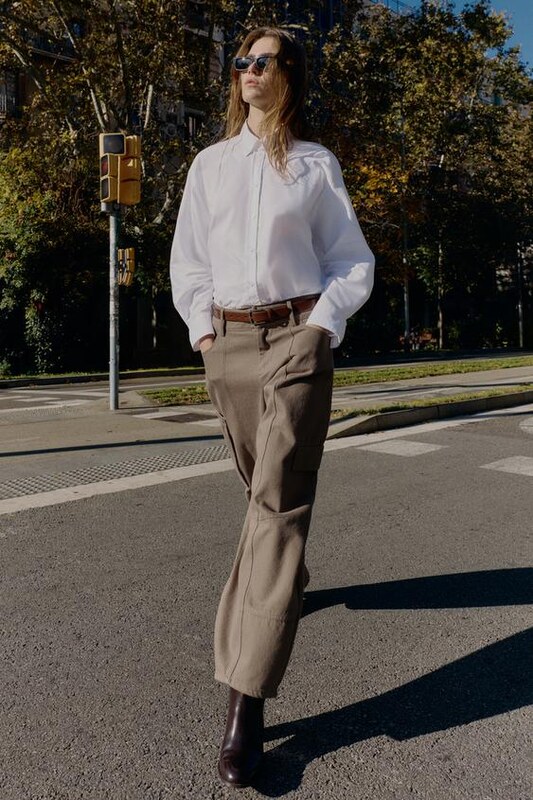 ZARA CARGO BALLOON TROUSERS Brown / Taupe XS - GLAMI.eco