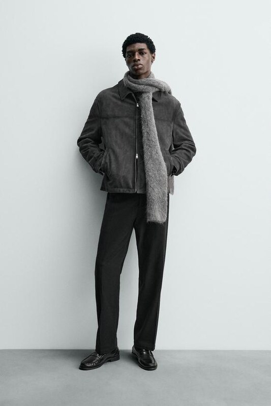 ZARA REGULAR FIT SUEDE LEATHER JACKET Anthracite grey M  display picture 2