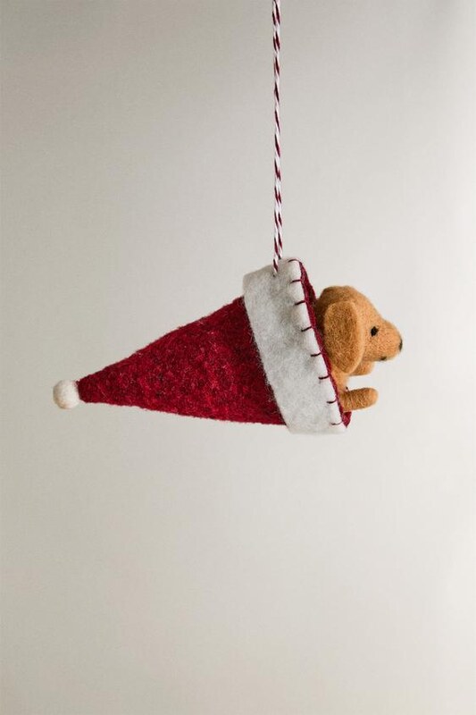 ZARA FELT DOG CHRISTMAS TREE DECORATION Red 17 x 17 x 6 cm