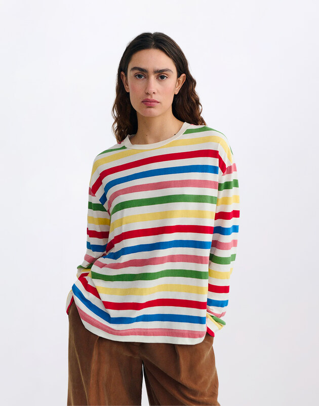 Thinking MU Emily Multicolor Striped Long Sleeve T-Shirt STRIPES