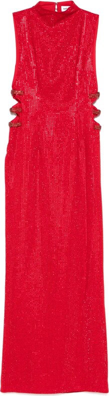 self portrait red maxi dress self-portrait - Red Rhinestone Fishnet Midi Dress
