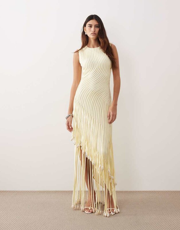 white and gold fringe dress Gold Feather & Fringes Dress – MODALIER