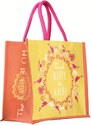 The Spirit of OM nákupní jutová taška s květem života - žluto-oranžová