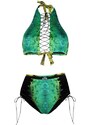 Noire Swimwear snakeskin-print lattice-strap bikini set - Green