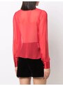 STYLAND semi-sheer buttoned shirt - Red