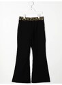 Versace Kids logo-print cotton flared trousers - Black
