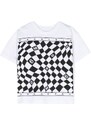 MM6 Maison Margiela Kids chess-print logo T-shirt - White