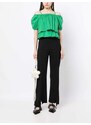 tout a coup cold-shoulder layered cropped cotton-blend top - Green