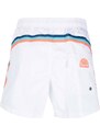 Sundek logo-patch striped swim shorts - White