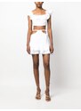 PNK cut-out linen layered miniskirt - White