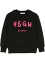 MSGM Kids brushstroke logo-print cotton sweatshirt - Black