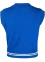 Autry logo-embroidered cap-sleeved knitted top - Blue