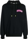 BARROW logo-flocked cotton hoodie - Black