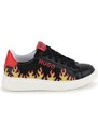HUGO KIDS flame-print leather sneakers - Black