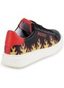 HUGO KIDS flame-print leather sneakers - Black