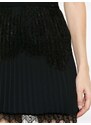 NISSA lace-trim pleated miniskirt - Black