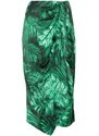 ERMANNO FIRENZE draped leaf-print skirt - Green