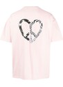 FIVE CM heart peace-print cotton T-shirt - Pink