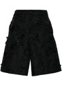 JNBY floral-appliqué knee-length shorts - Black