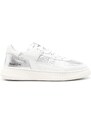 RUN OF Panda panelled leather sneakers - Silver