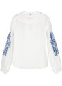 TWINSET floral-embroidery chambray blouse - White