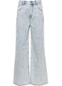 SANDRO rhinestone-embellished wide-leg jeans - Blue